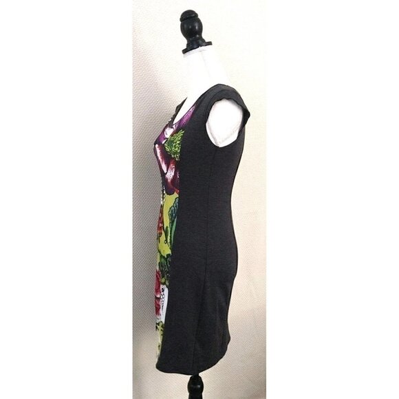 Desigual A-Line Shift Dress Gray with Multi-Color Floral Print Design Size XS - Picture 6 of 8